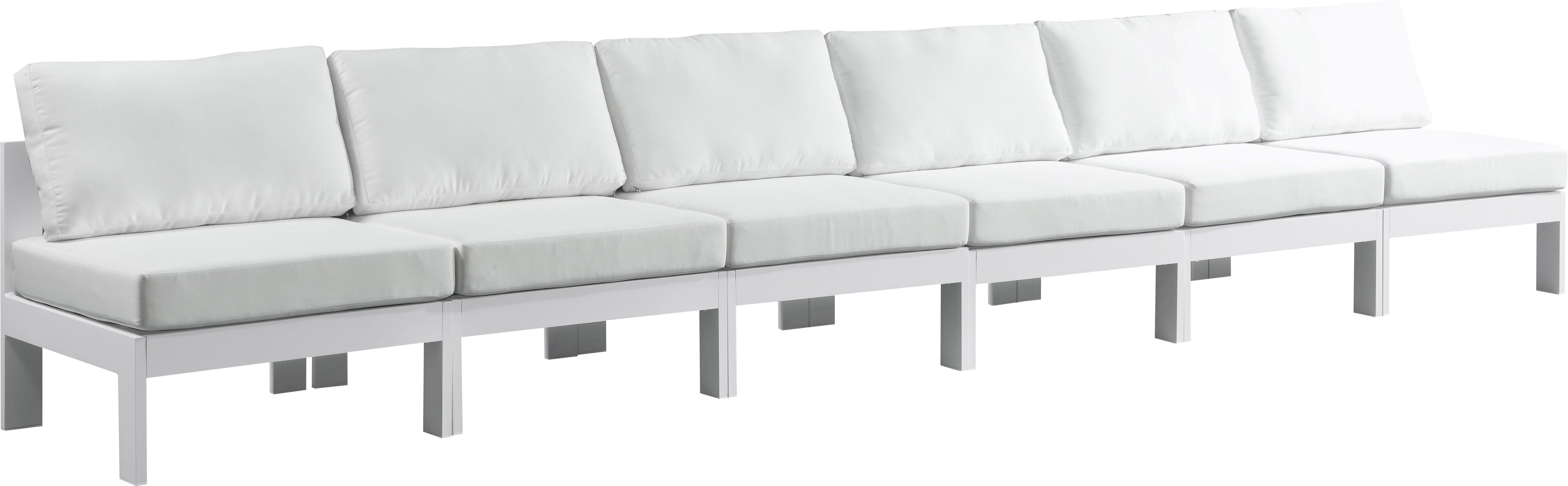 Meridian Furniture - Nizuc - Outdoor Patio Modular Sofa Armless - White - Metal - 5th Avenue Furniture
