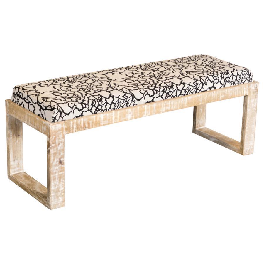 CoasterEveryday - Aiden - Sled Leg Upholstered Accent Bench - Black And White - 5th Avenue Furniture