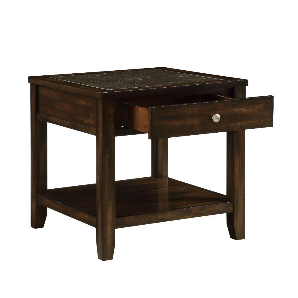 ACME - Cilnia - End Table - Marble & Walnut - 5th Avenue Furniture