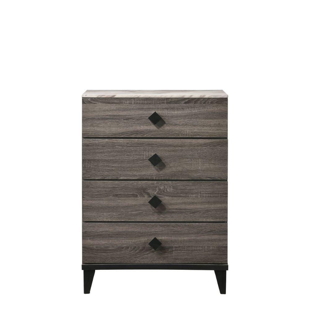 ACME - Avantika - Chest - Faux Marble & Rustic Gray Oak - 5th Avenue Furniture