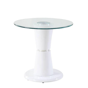 ACME - Kavi - End Table - Clear Glass & White High Gloss - 5th Avenue Furniture