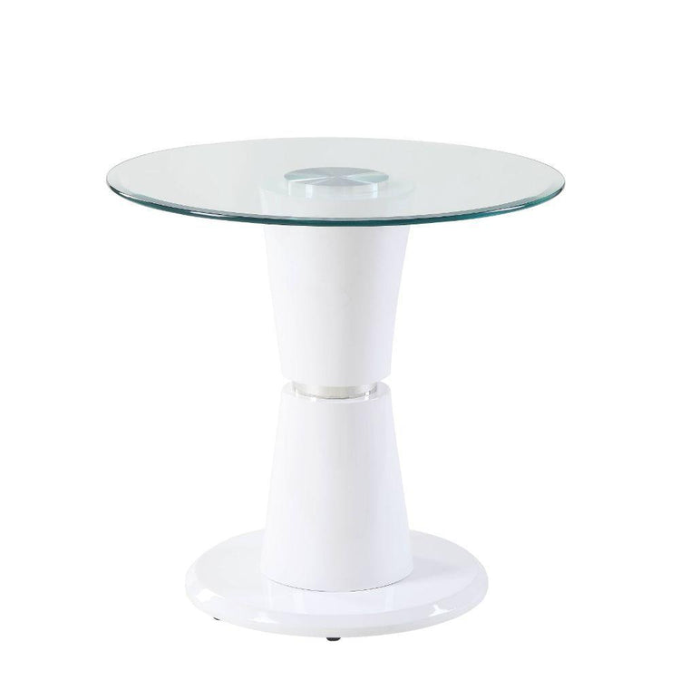ACME - Kavi - End Table - Clear Glass & White High Gloss - 5th Avenue Furniture