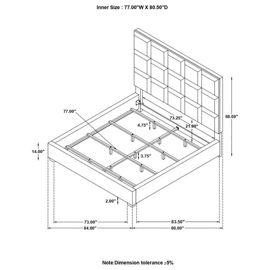 CoasterEssence - Panes - Tufted Upholstered Panel Bed - 5th Avenue Furniture