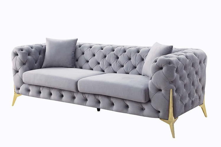 ACME - Jelanea - Sofa - Gray Velvet & Gold Finish - 5th Avenue Furniture