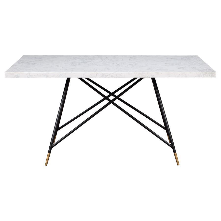 Coaster Fine Furniture - Gabrielle - Rectangular Marble Top Dining Table - White And Black - 5th Avenue Furniture