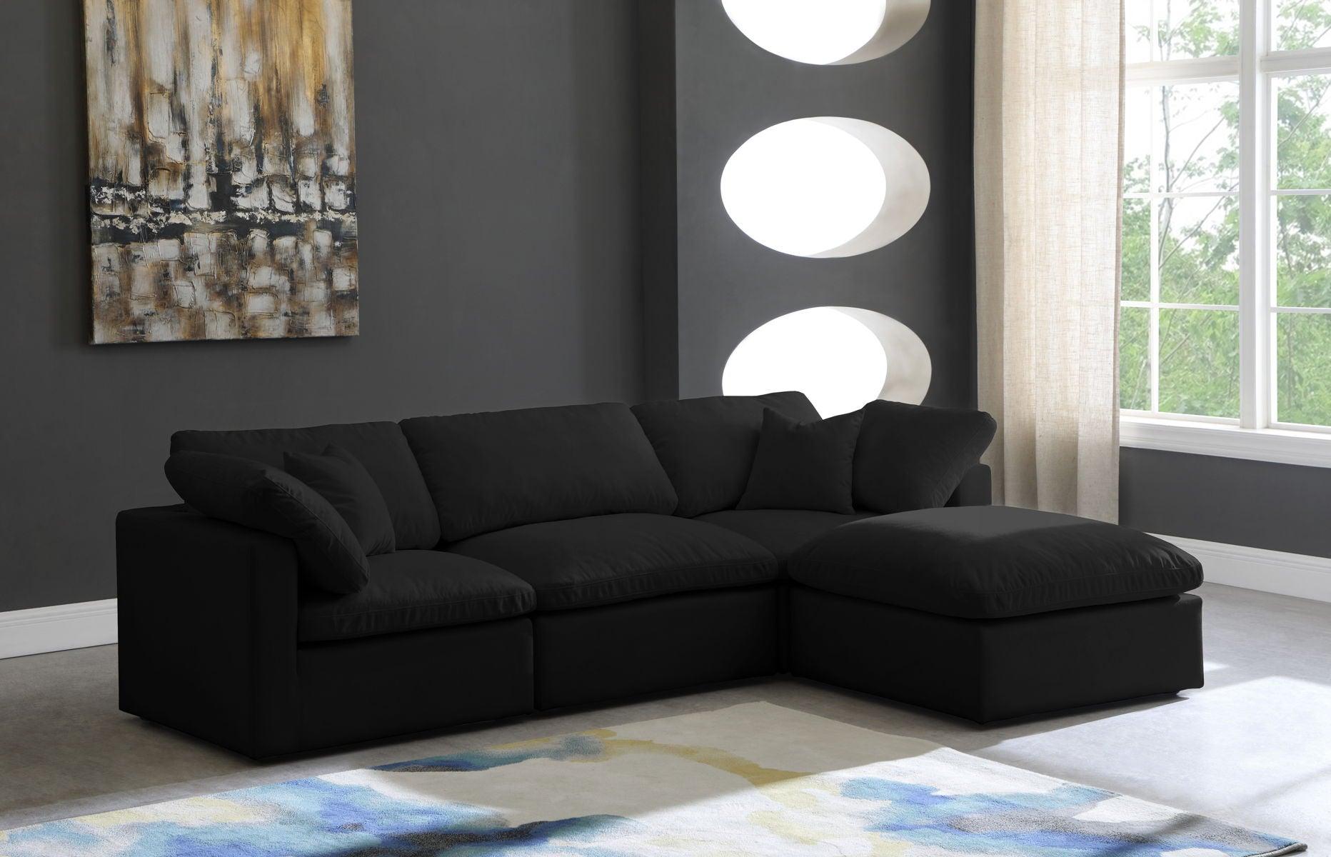 Meridian Furniture - Plush - Velvet Standard Comfort Modular Sectional - Black - 5th Avenue Furniture