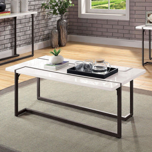 Furniture of America - Izar - Coffee Table - White / Gun Metal - 5th Avenue Furniture