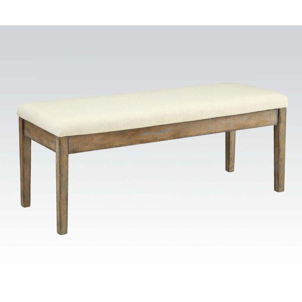 ACME - Claudia - Bench - Beige Linen & Salvage Brown - 5th Avenue Furniture