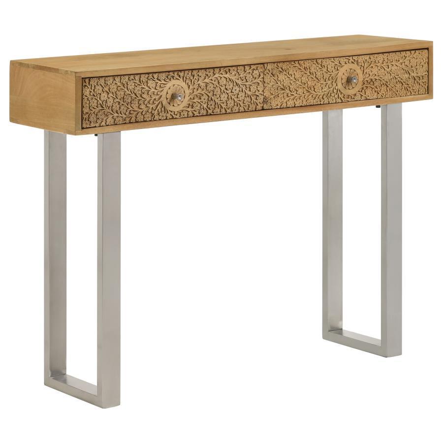 CoasterEveryday - Draco - Console Table With Hand Carved Drawers - Natural - 5th Avenue Furniture