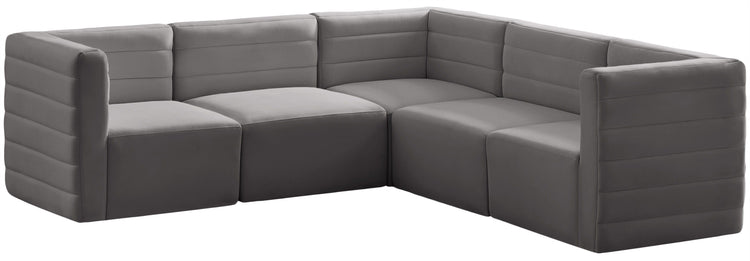 Meridian Furniture - Quincy - Modular Sectional 5 Piece - Grey - 5th Avenue Furniture