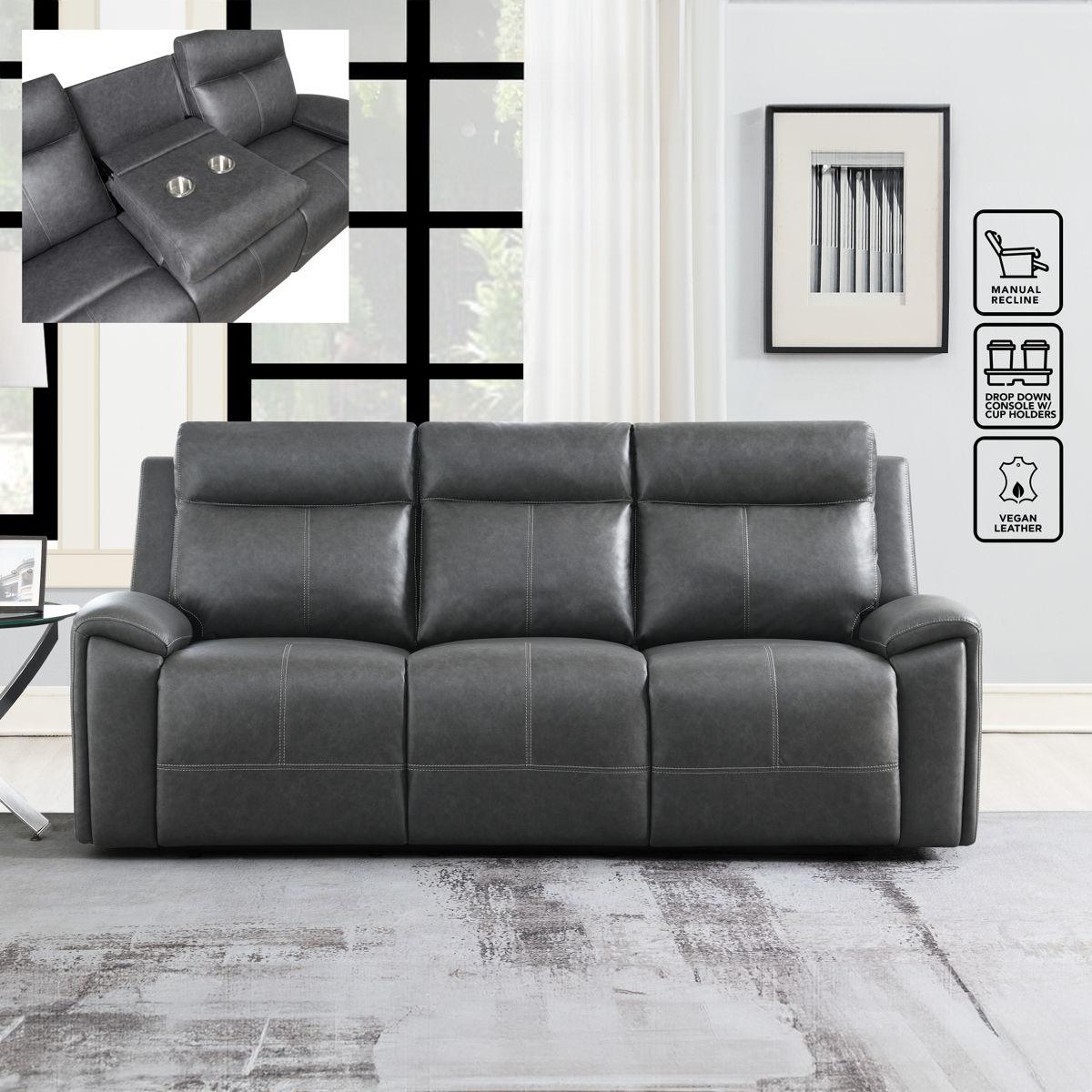 Steve Silver Furniture - Gaston - Manual Reclining Loveseat - Gray - 5th Avenue Furniture