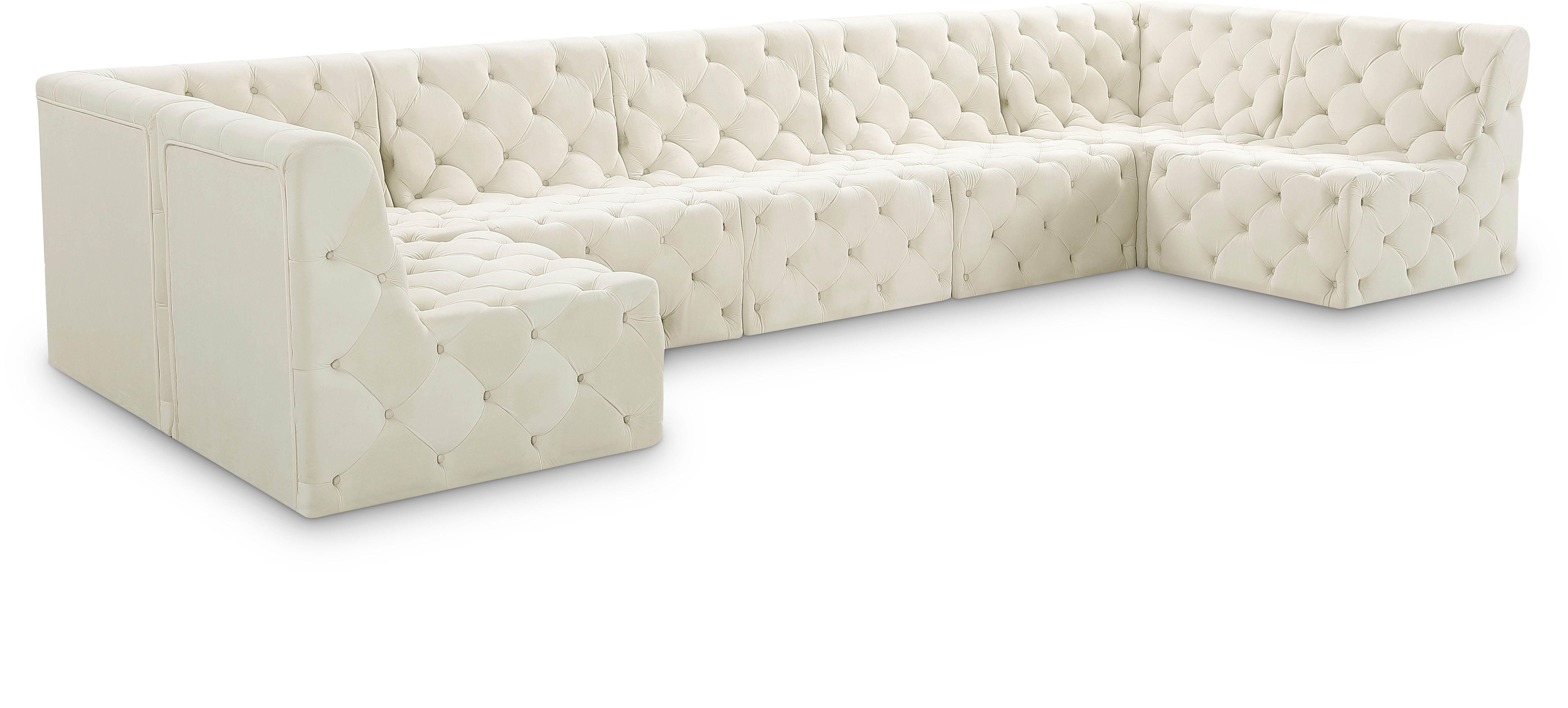 Meridian Furniture - Tuft - Modular Sectional 7 Piece - Cream - Fabric - 5th Avenue Furniture