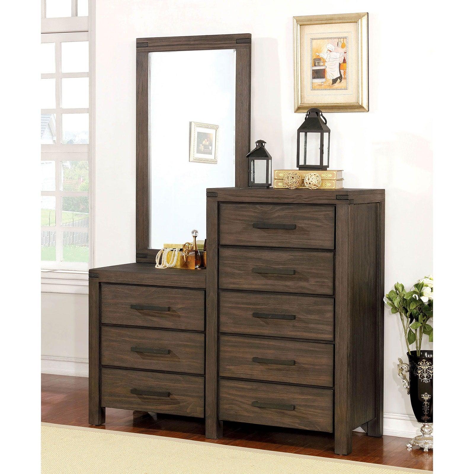 Furniture of America - Rexburg - 8 Drawer Dresser Mirror - Wire - Brushed Rustic Brown - 5th Avenue Furniture