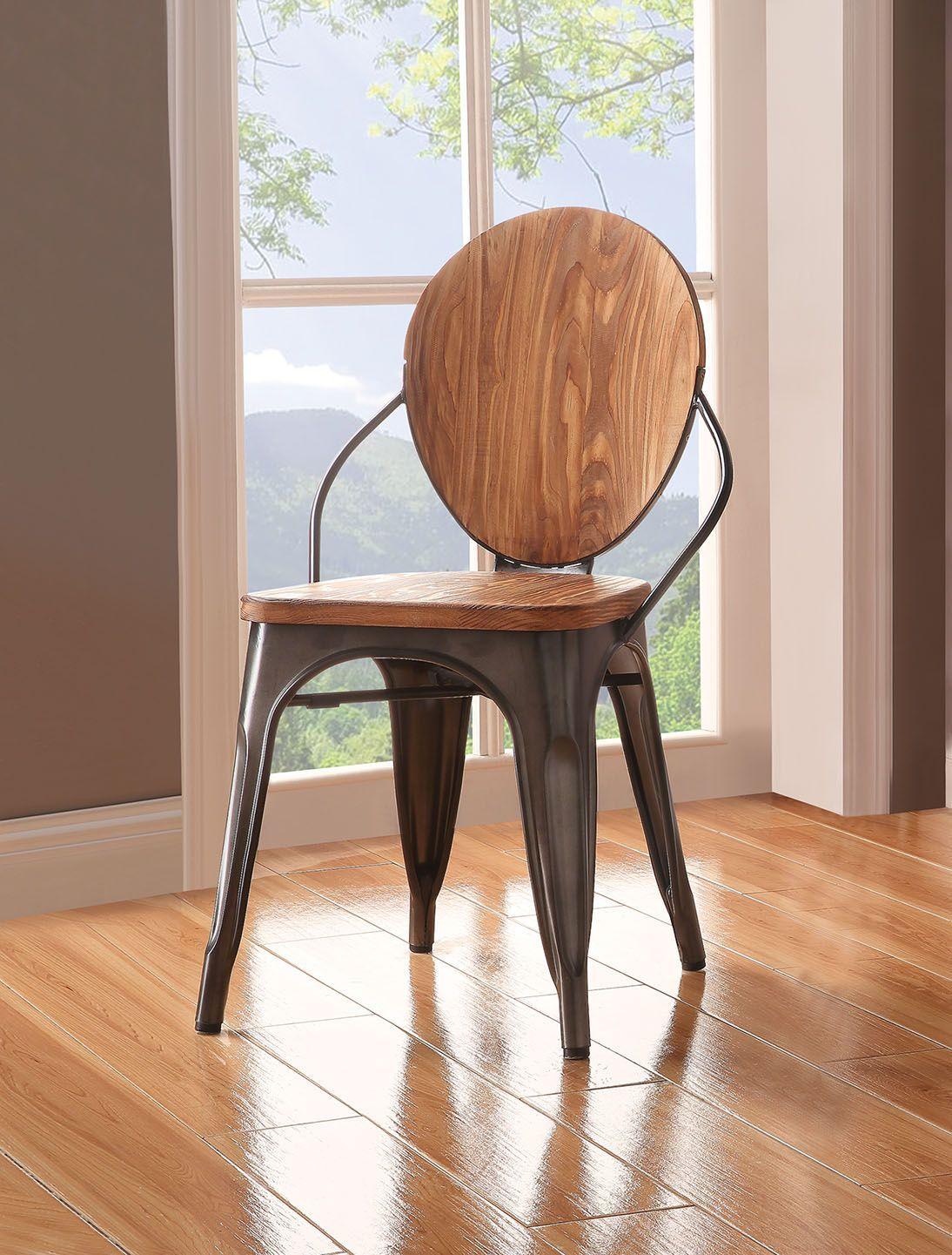 ACME - Jakia III - Side Chair (Set of 2) - Natural & Gunmetal - 5th Avenue Furniture
