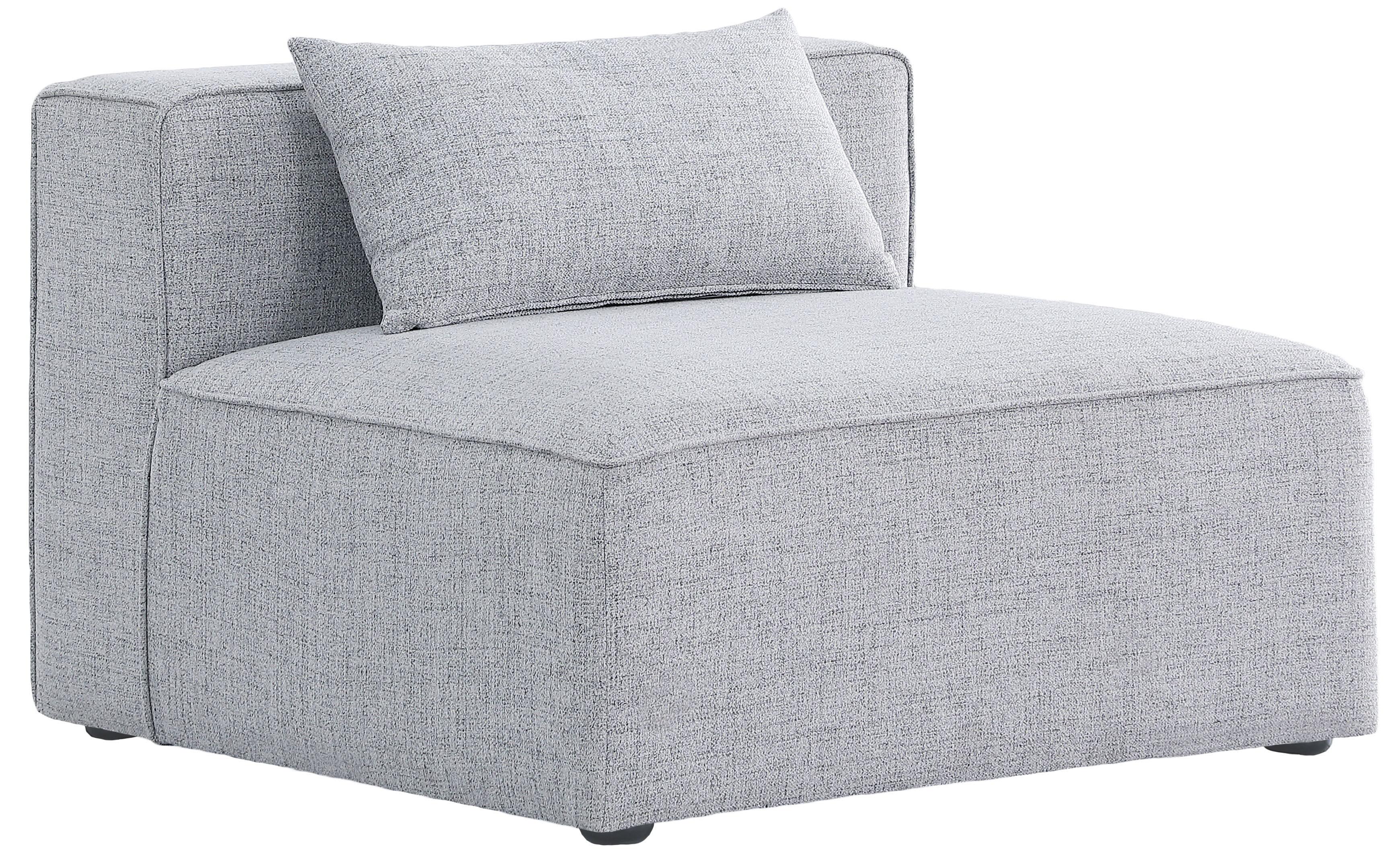 Meridian Furniture - Cube - Armless Chair - Gray - 5th Avenue Furniture