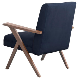 CoasterEssence - Cheryl - Wooden Arms Accent Chair - Dark Blue And Walnut - 5th Avenue Furniture