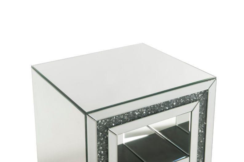 ACME - Noralie - End Table With 2 Tier Shelf - Mirrored & Faux Diamonds - 24" - 5th Avenue Furniture