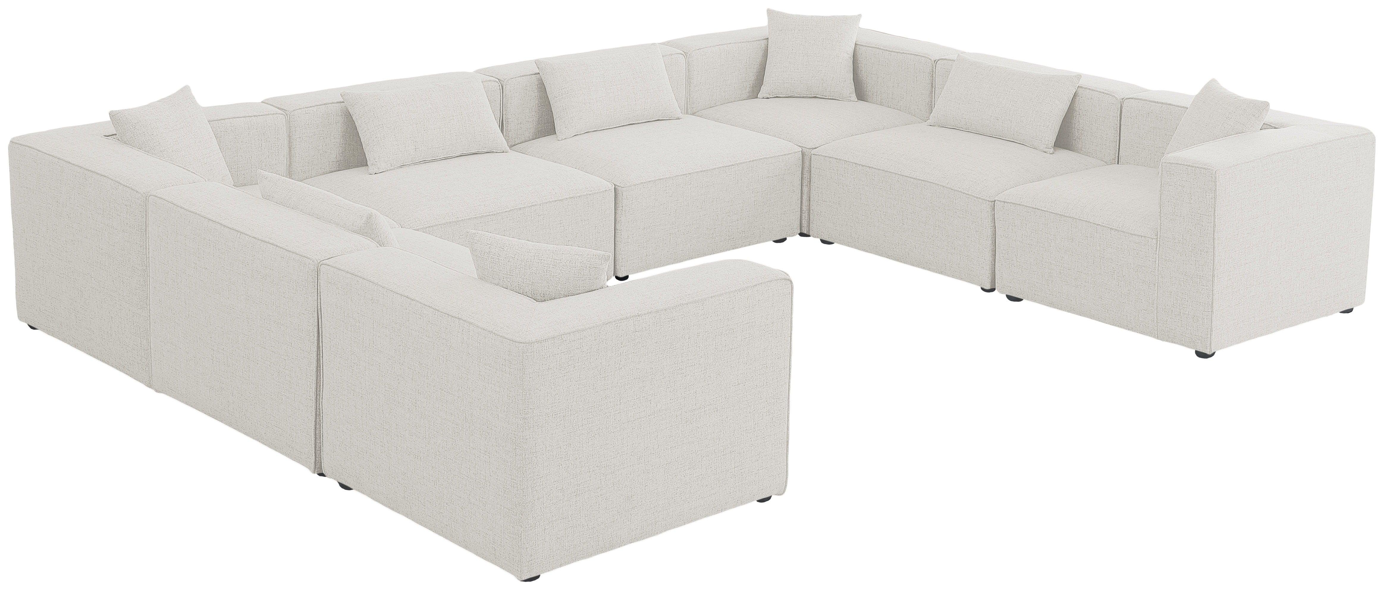 Meridian Furniture - Cube - Modular Sectional 8 Piece - Cream - 5th Avenue Furniture