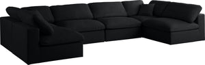 Meridian Furniture - Plush - Velvet Standart Comfort Modular Sectional 6 Piece - Black - Fabric - Modern & Contemporary - 5th Avenue Furniture