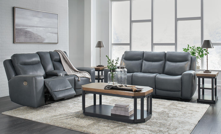 Signature Design by Ashley® - Mindanao - Steel - 2 Pc. - Power Reclining Sofa, Power Reclining Loveseat With Console - 5th Avenue Furniture