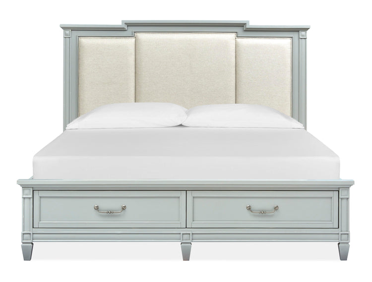 Magnussen Furniture - Glenbrook - Complete Panel Storage Bed With Upholstered Headboard - 5th Avenue Furniture