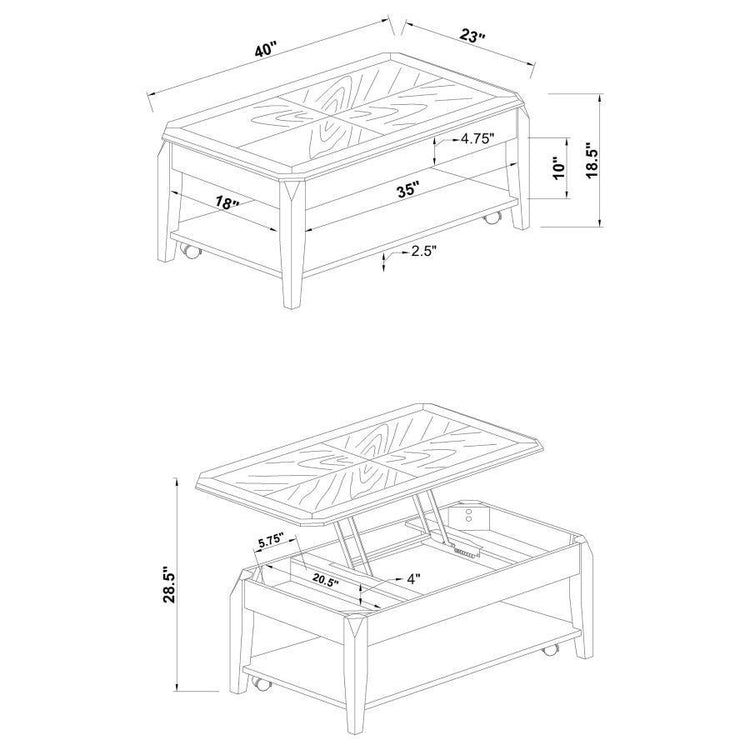 CoasterEssence - Baylor - Lift Top Coffee Table With Hidden Storage - Walnut - 5th Avenue Furniture