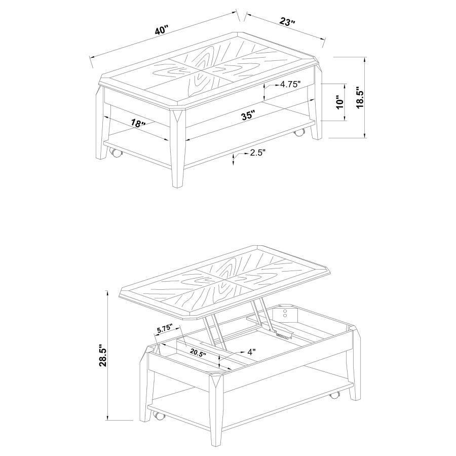 CoasterEssence - Baylor - Lift Top Coffee Table With Hidden Storage - Walnut - 5th Avenue Furniture