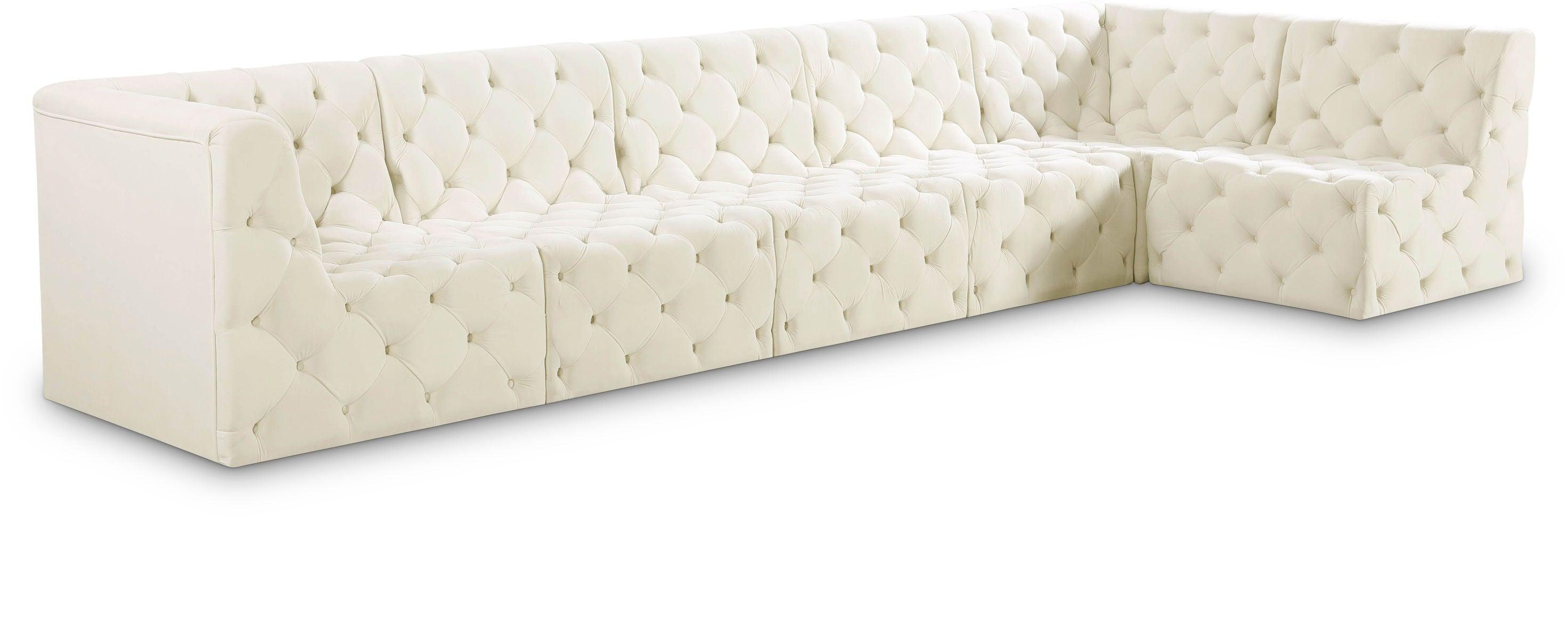 Meridian Furniture - Tuft - Modular Sectional 6 Piece - Cream - 5th Avenue Furniture