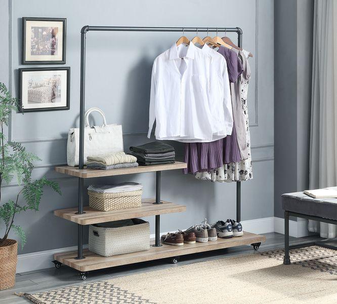 ACME - Brantley - Hanger Rack - Oak & Sandy Gray Finish - 66" - 5th Avenue Furniture