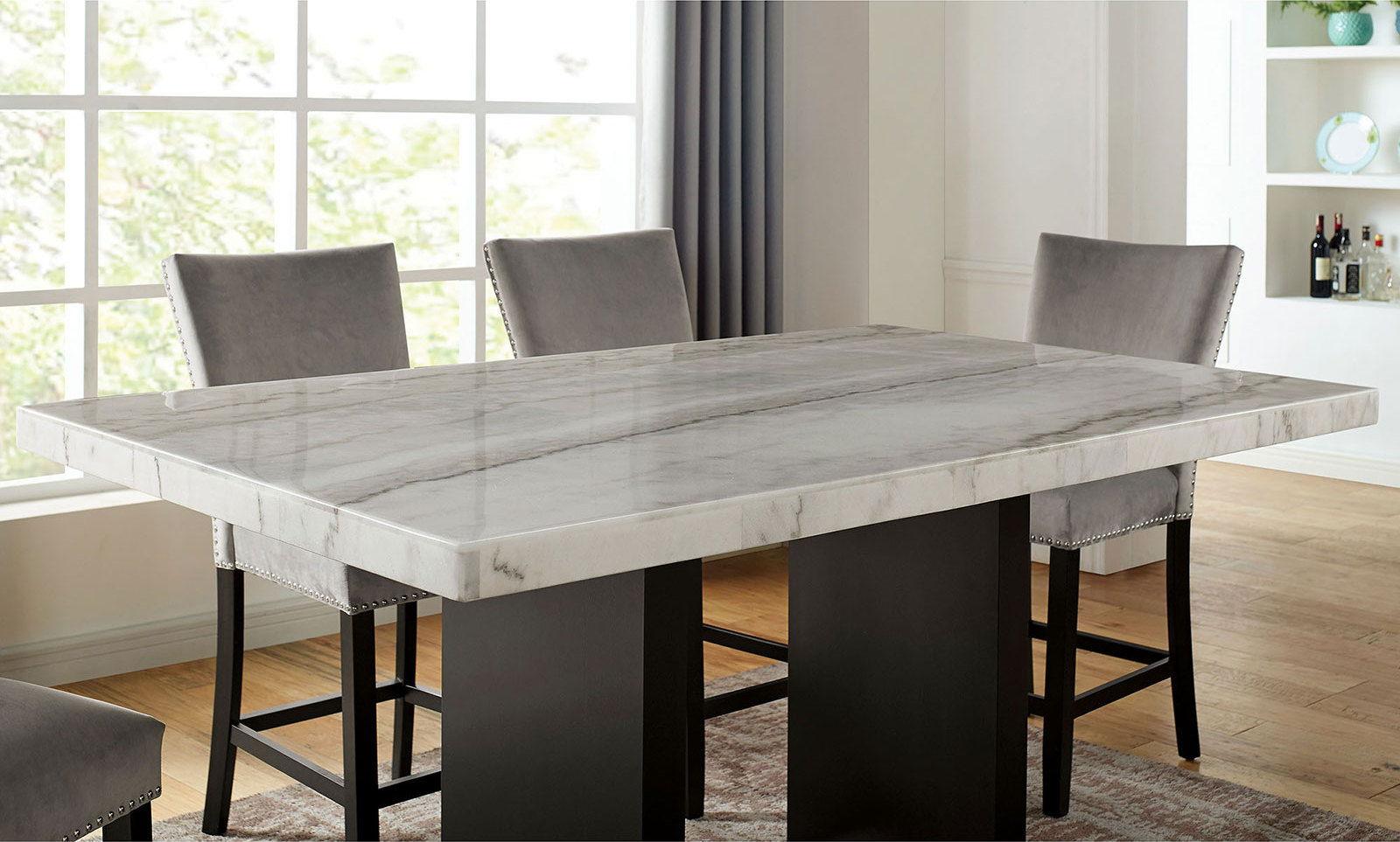 Furniture of America - Kian - Counter Height Dining Table - White / Black - 5th Avenue Furniture