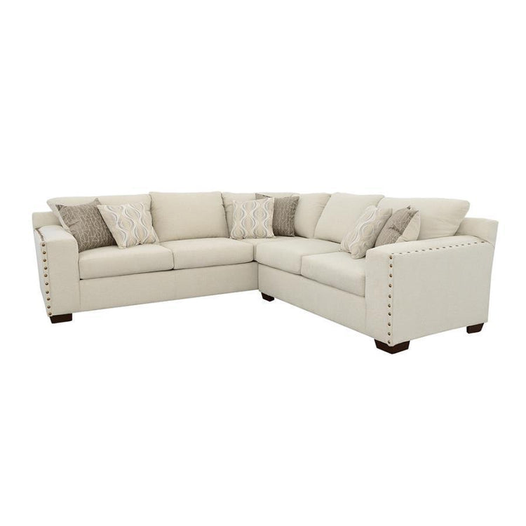 CoasterElevations - Aria - L-Shaped Sectional With Nailhead - Oatmeal - 5th Avenue Furniture