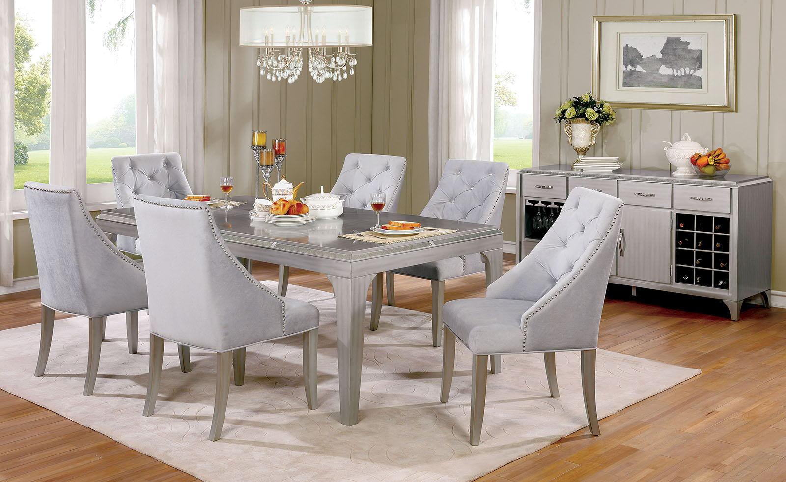 Furniture of America - Diocles - Dining Table - Silver / Gray - 5th Avenue Furniture