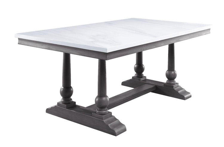 ACME - Yabeina - Dining Table - Marble Top & Gray Oak Finish - 5th Avenue Furniture