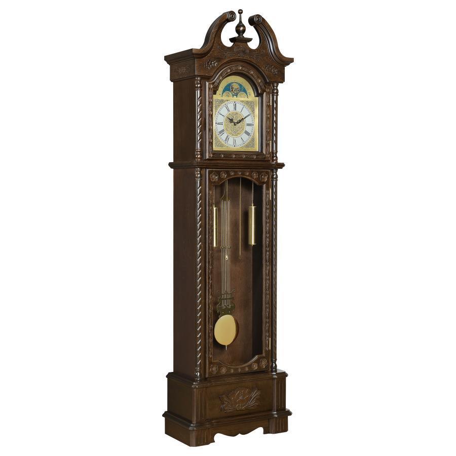 CoasterEssence - Cedric - Grandfather Clock With Chime - Golden Brown - 5th Avenue Furniture