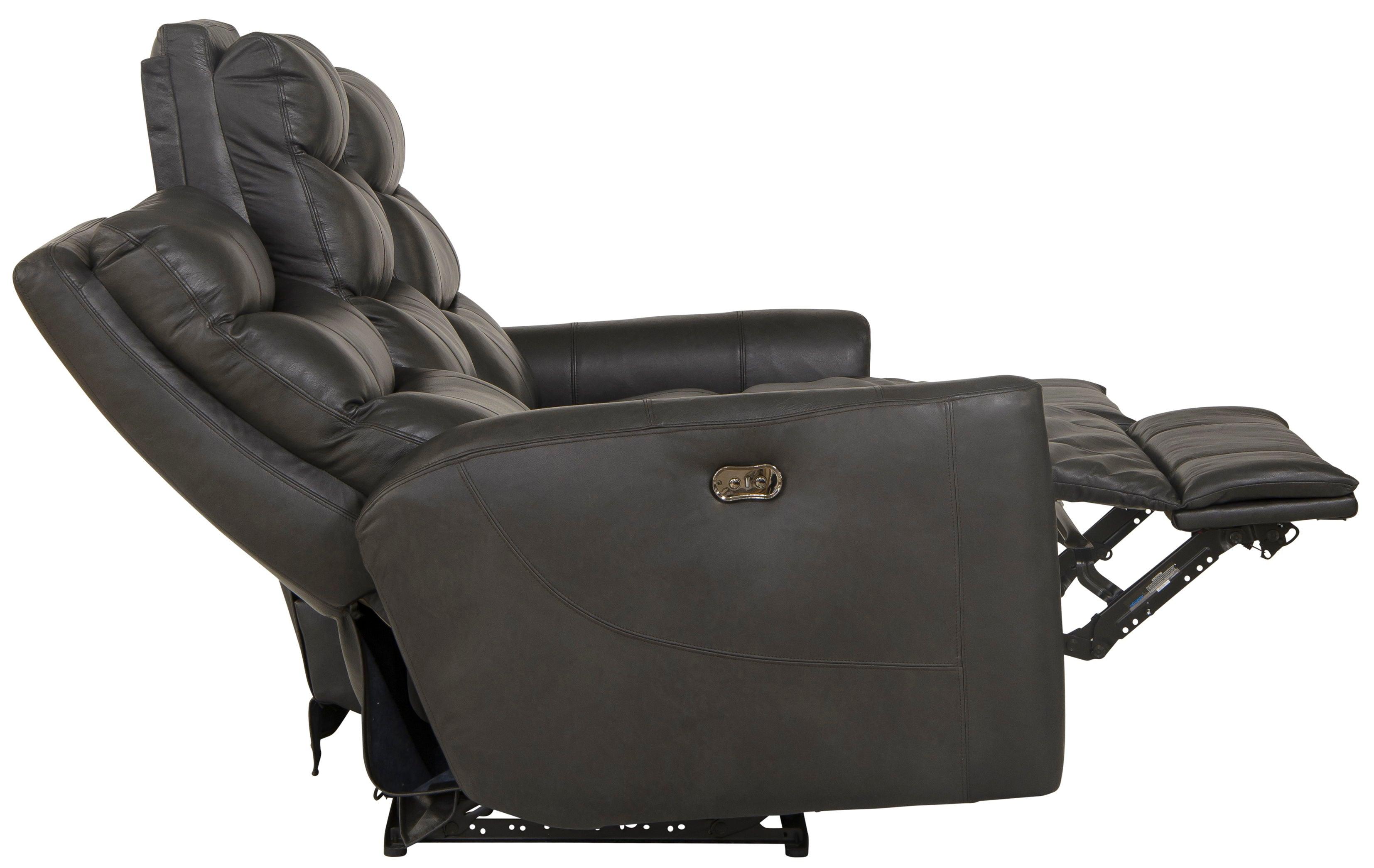 Catnapper - Bosa - Power Reclining Sofa - Charcoal - Leather - 5th Avenue Furniture