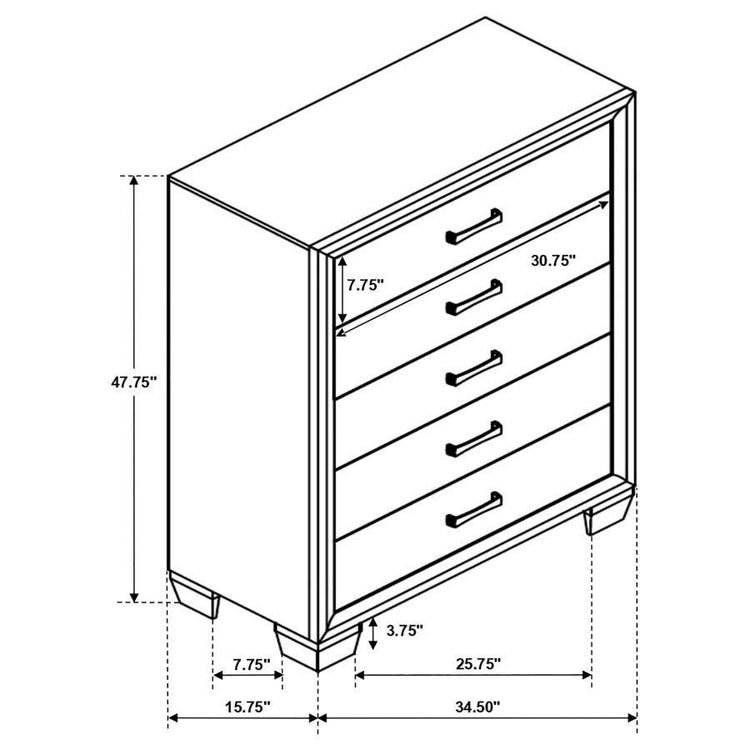 CoasterEveryday - Brandon - 5-Drawer Chest - Medium WArm - Brown - 5th Avenue Furniture