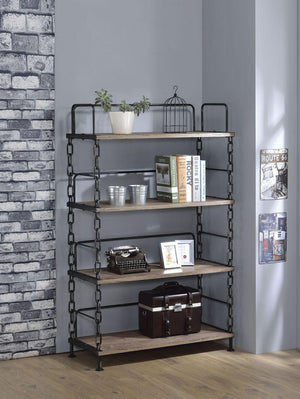 ACME - Jodie - Bookshelf - Rustic Oak & Antique Black - 5th Avenue Furniture