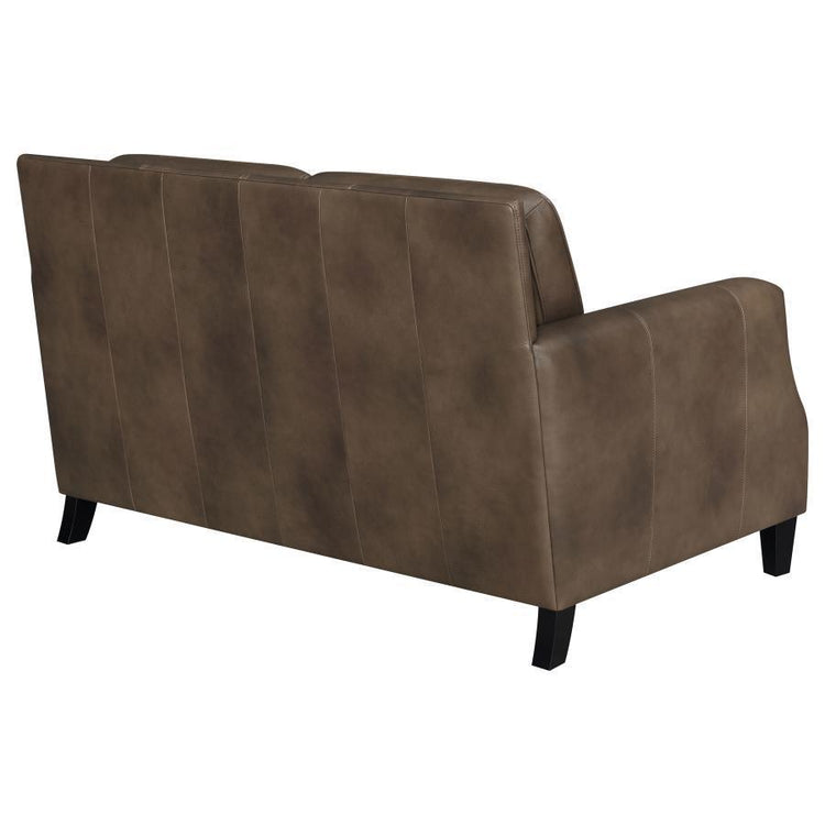 CoasterElevations - Leaton - Upholstered Recessed Arms Loveseat - Brown Sugar - 5th Avenue Furniture
