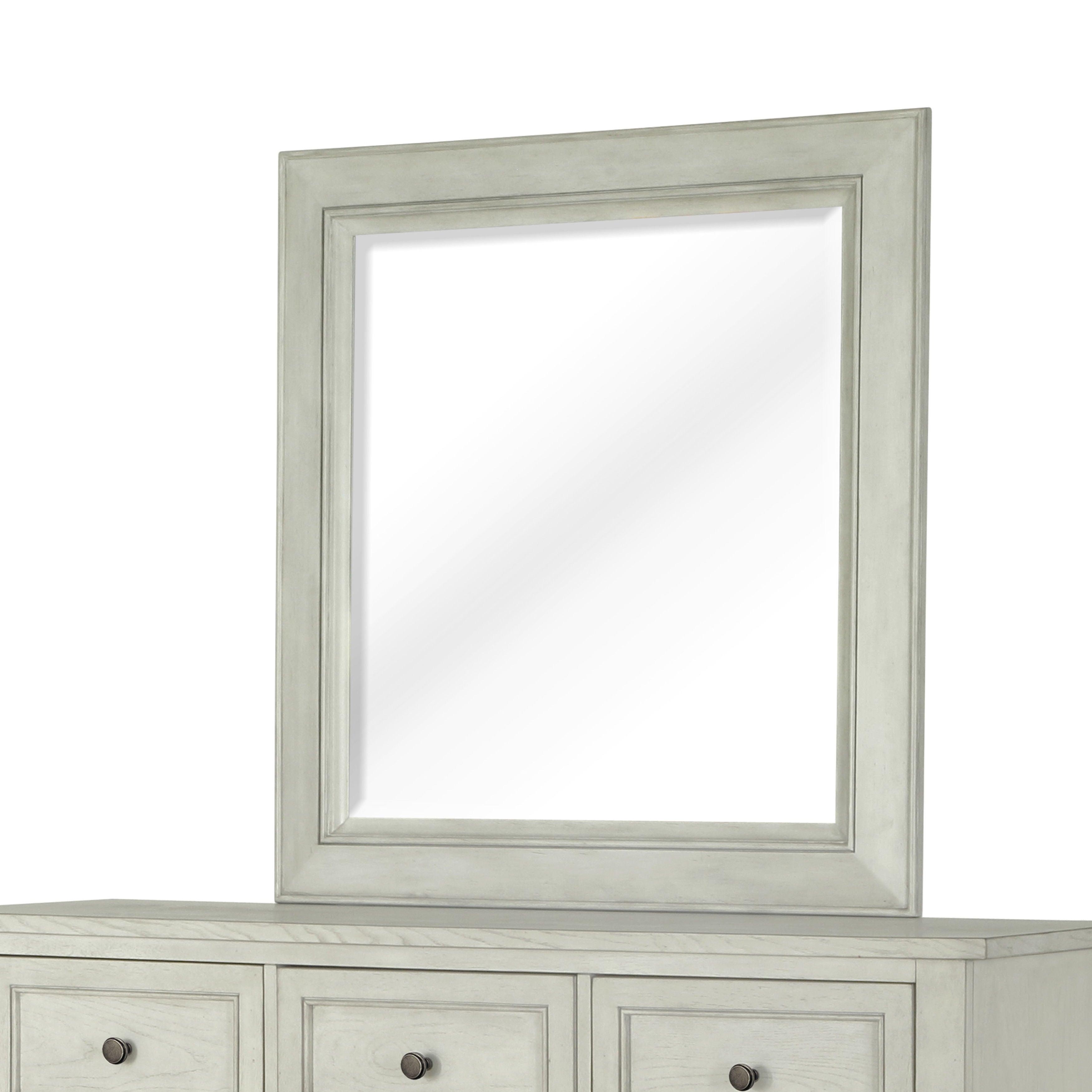 Magnussen Furniture - Raelynn - Portrait Concave Framed Mirror - Weathered White - 5th Avenue Furniture