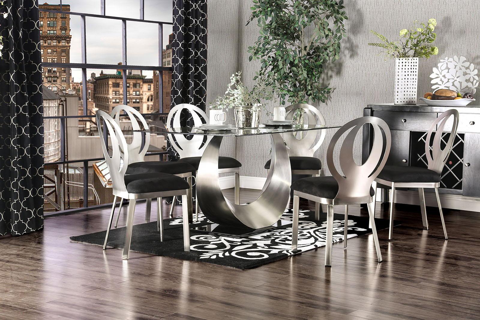 Furniture of America - Orla - Dining Table - Silver / Black - 5th Avenue Furniture