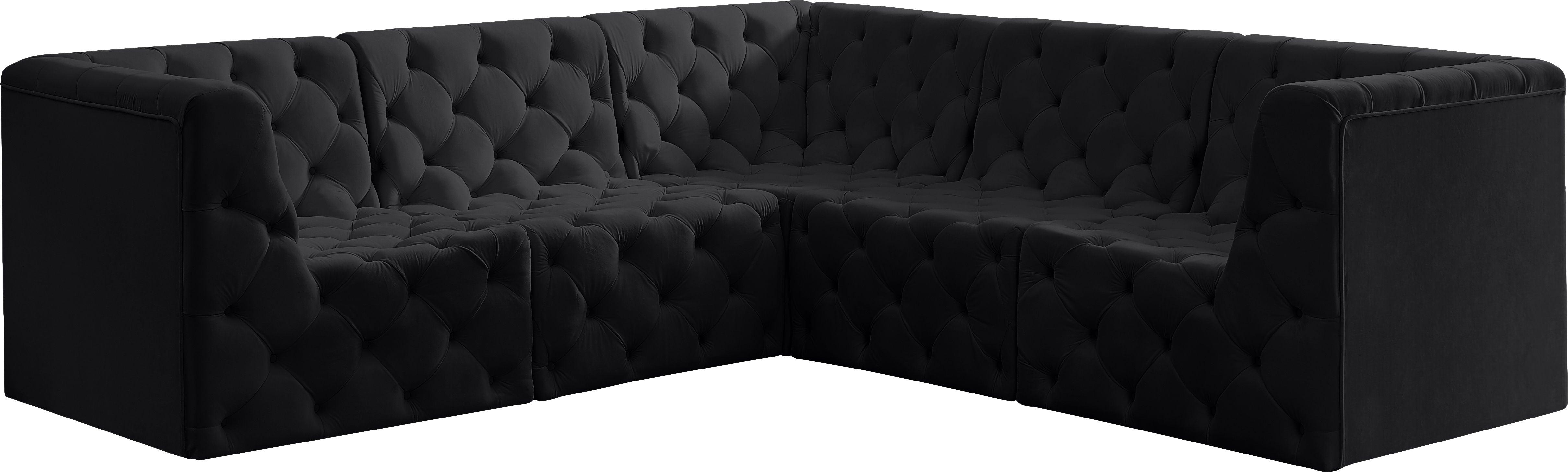 Meridian Furniture - Tuft - Modular Sectional 5 Piece - Black - 5th Avenue Furniture