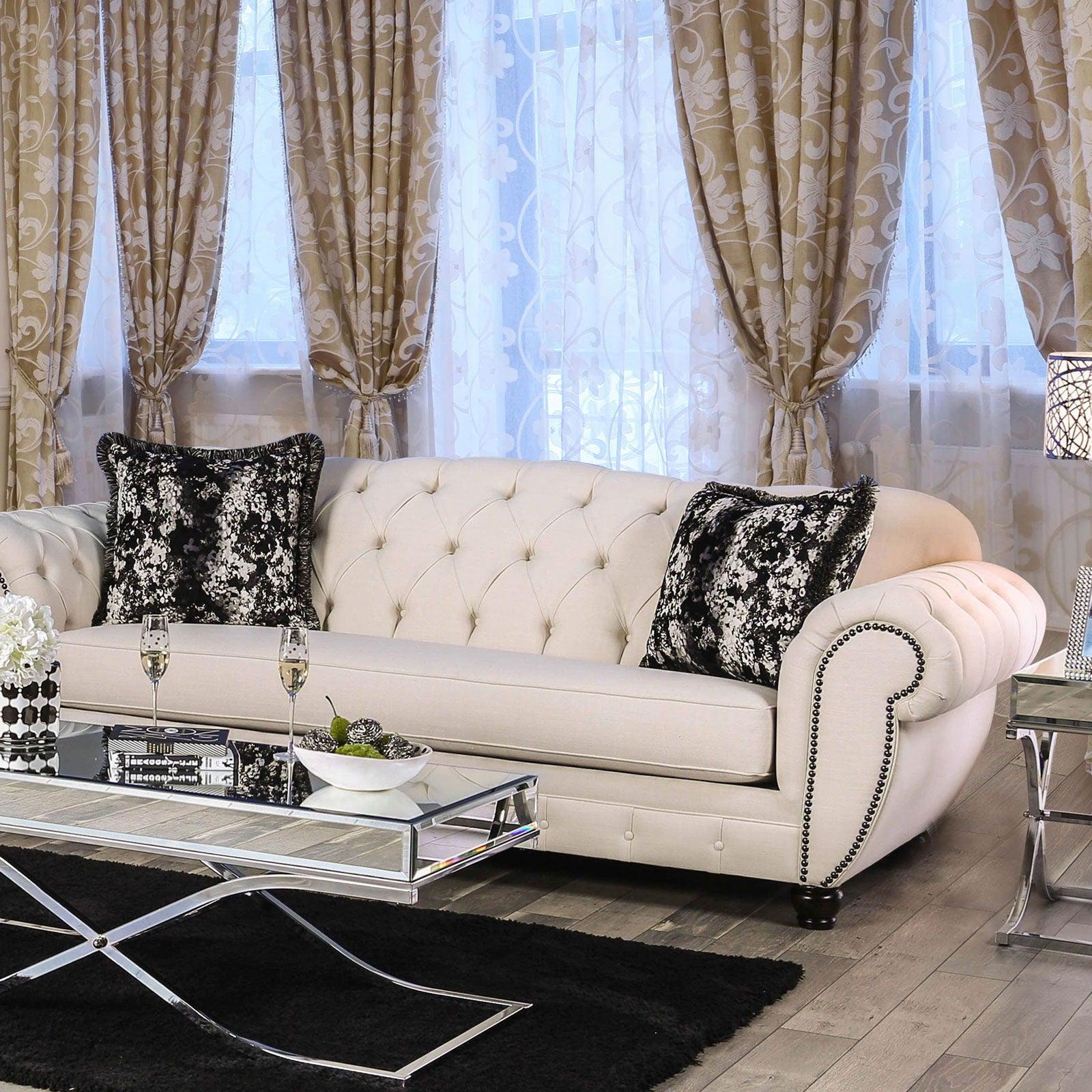 Furniture of America - Gilda - Sofa - Beige / Black - 5th Avenue Furniture