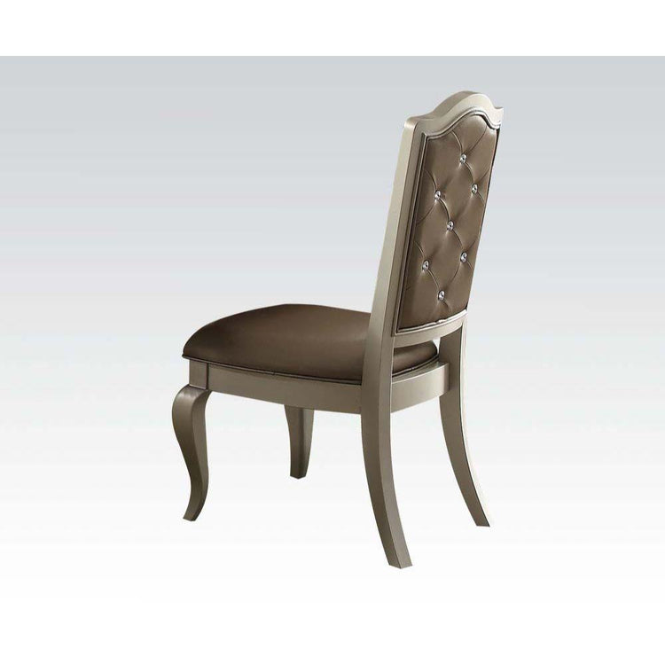 ACME - Francesca - Side Chair (Set of 2) - Silver PU & Champagne - 5th Avenue Furniture