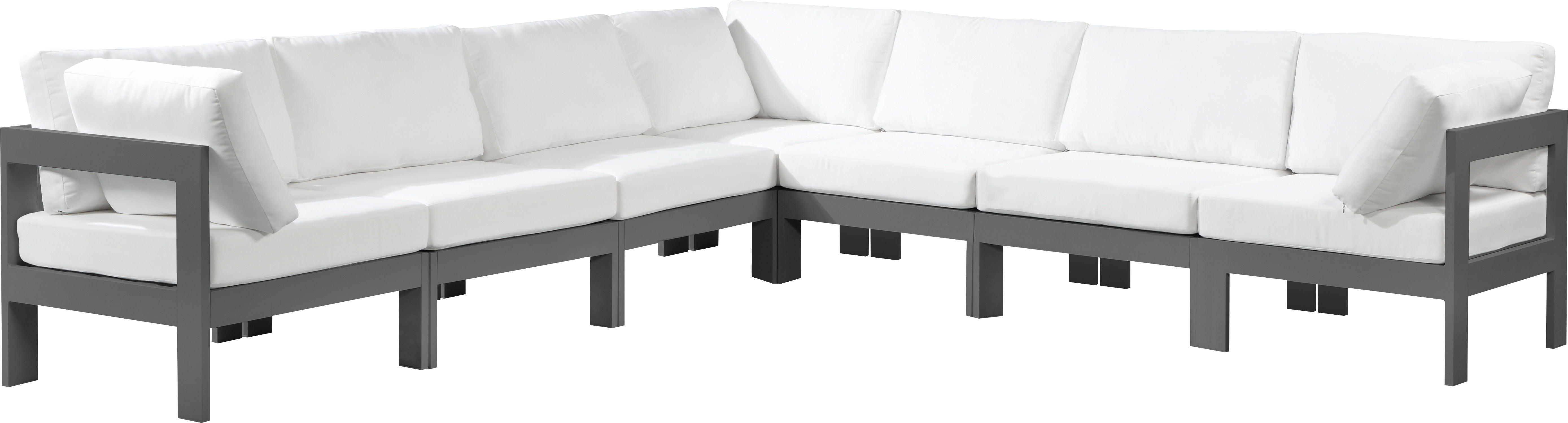 Meridian Furniture - Nizuc - Outdoor Patio Modular Sectional 7 Piece - White - 5th Avenue Furniture