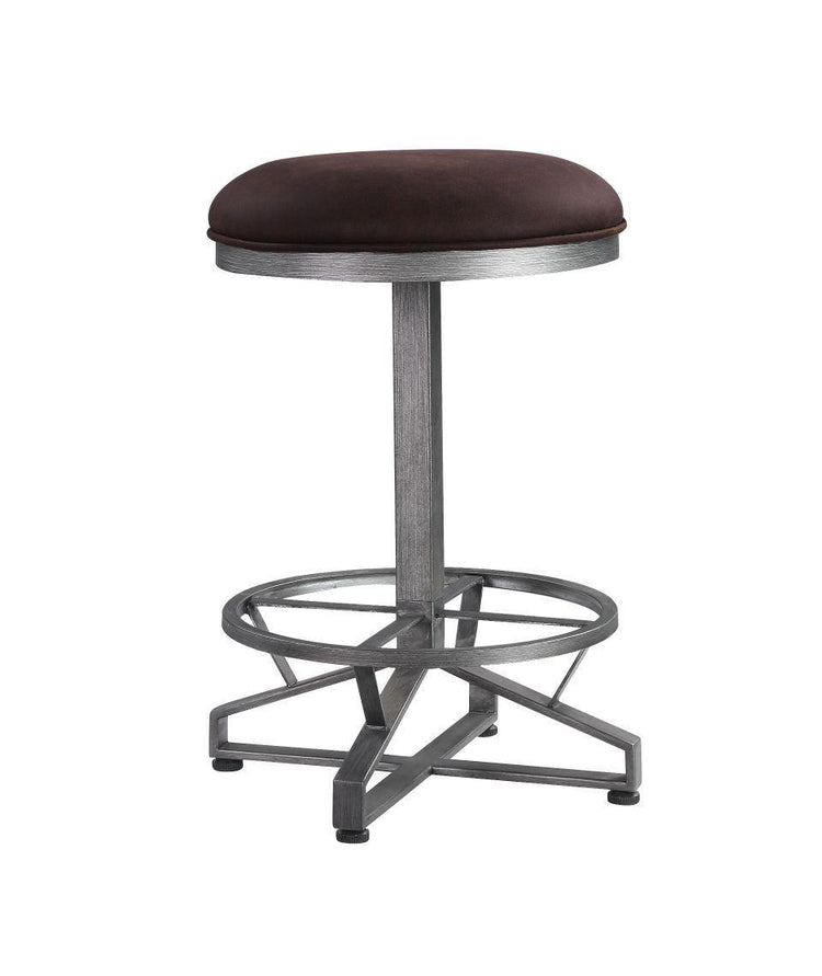 ACME - Evangeline - Stool (Set of 2) - Rustic Brown Fabric & Black Finish - 5th Avenue Furniture