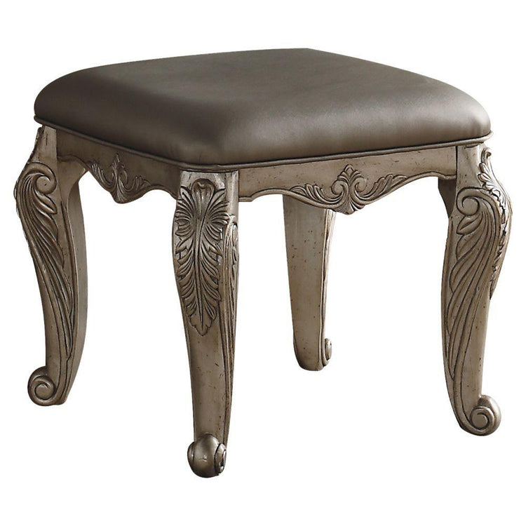 ACME - Northville - Vanity Stool - PU & Antique Silver - 5th Avenue Furniture