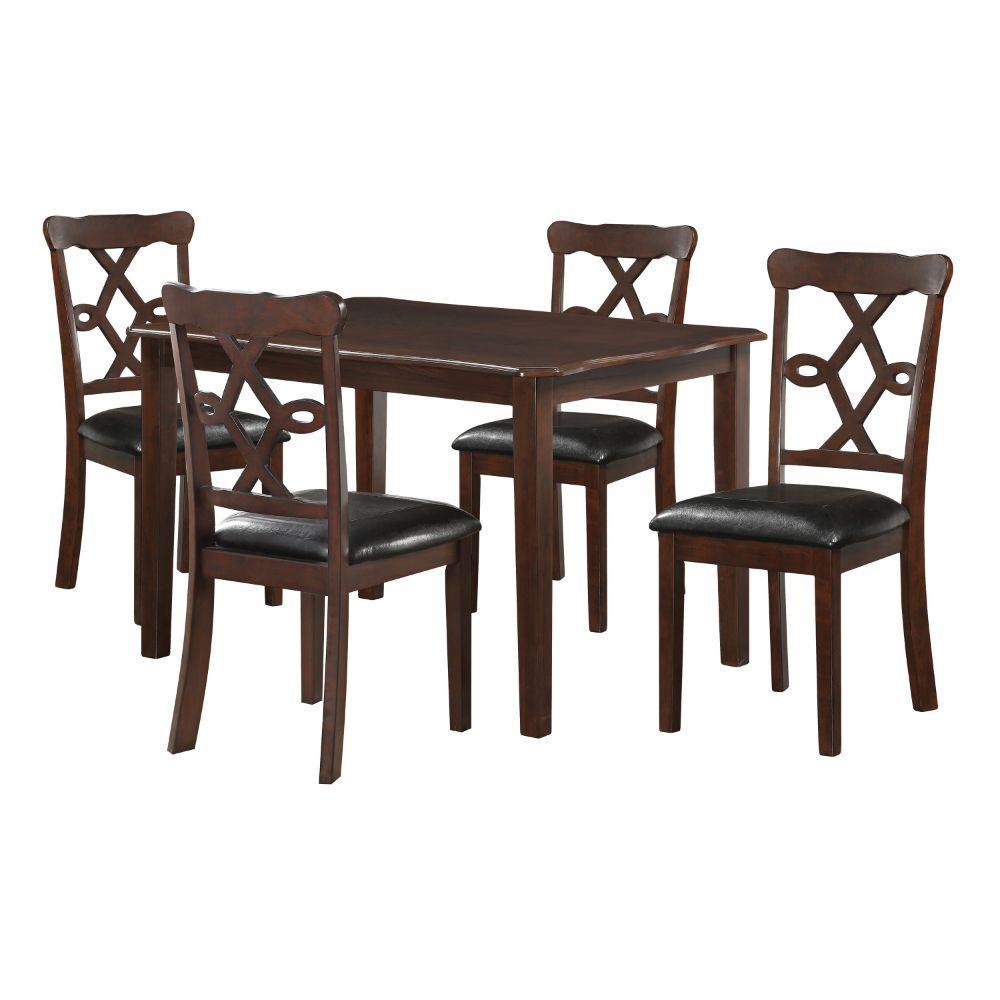 ACME - Ingeborg - Dining Table - Black PU & Espresso - 5th Avenue Furniture