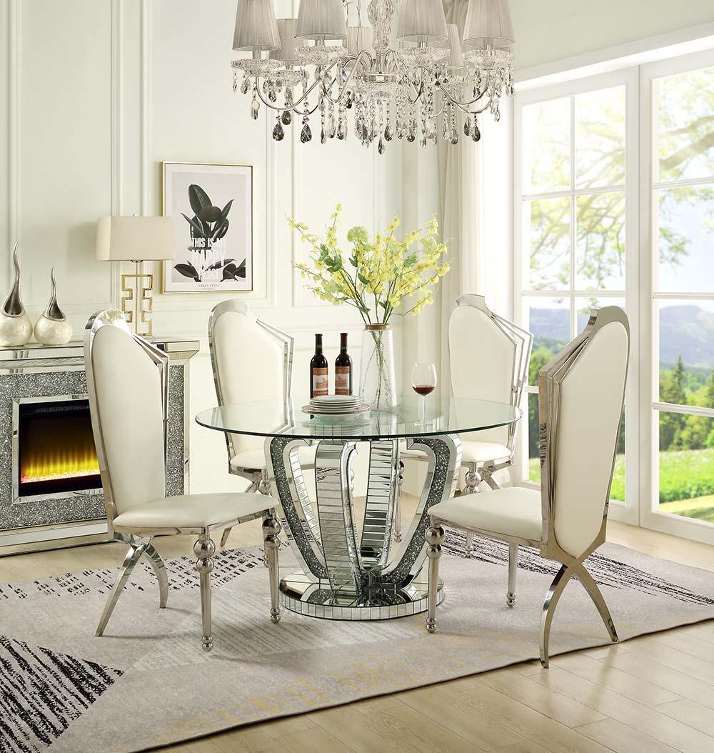 ACME - Noralie - Dining Table - Mirrored - 5th Avenue Furniture