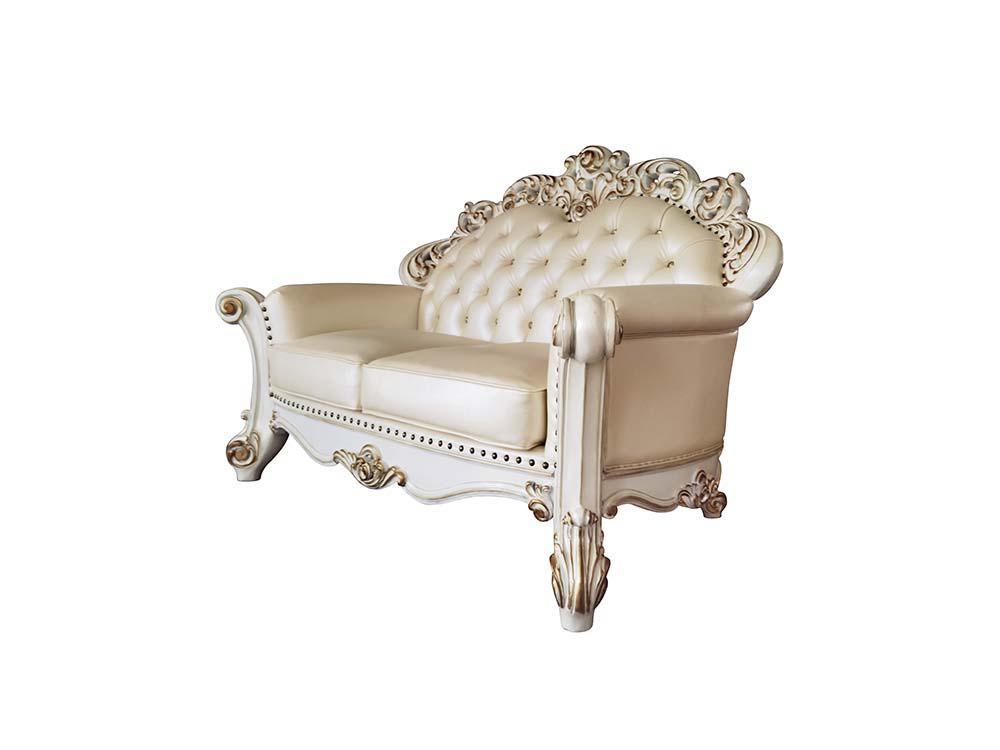 ACME - Vendom - Loveseat - Champagne PU & Antique Pearl Finsih - 5th Avenue Furniture