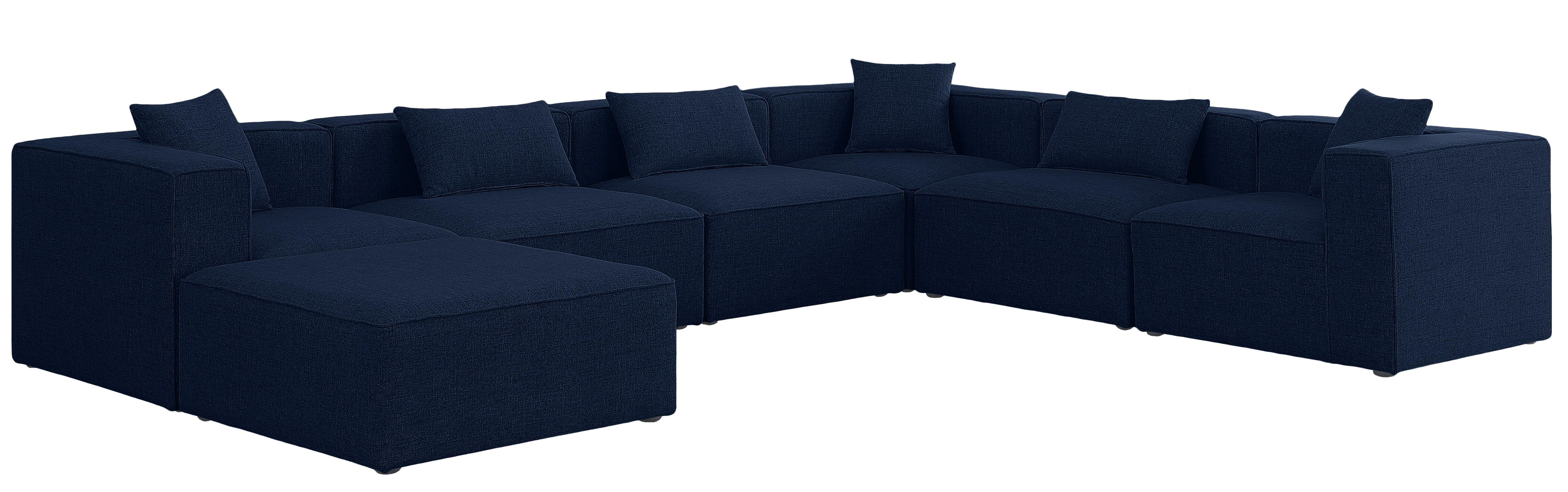 Meridian Furniture - Cube - Modular Sectional 7 Piece - Navy - Fabric - 5th Avenue Furniture